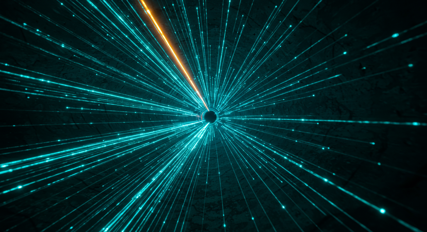 Fiber-lit infrastructure tunnel expressing microsecond execution paths